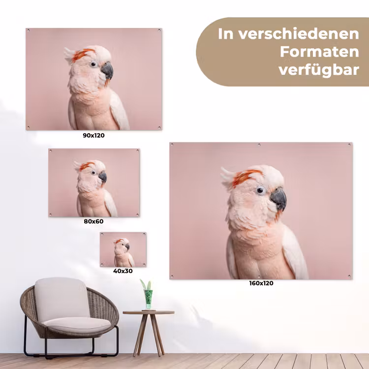 Kaketoe - Portret - Roze tuinposter los doek klein -Xsfeer9_DE