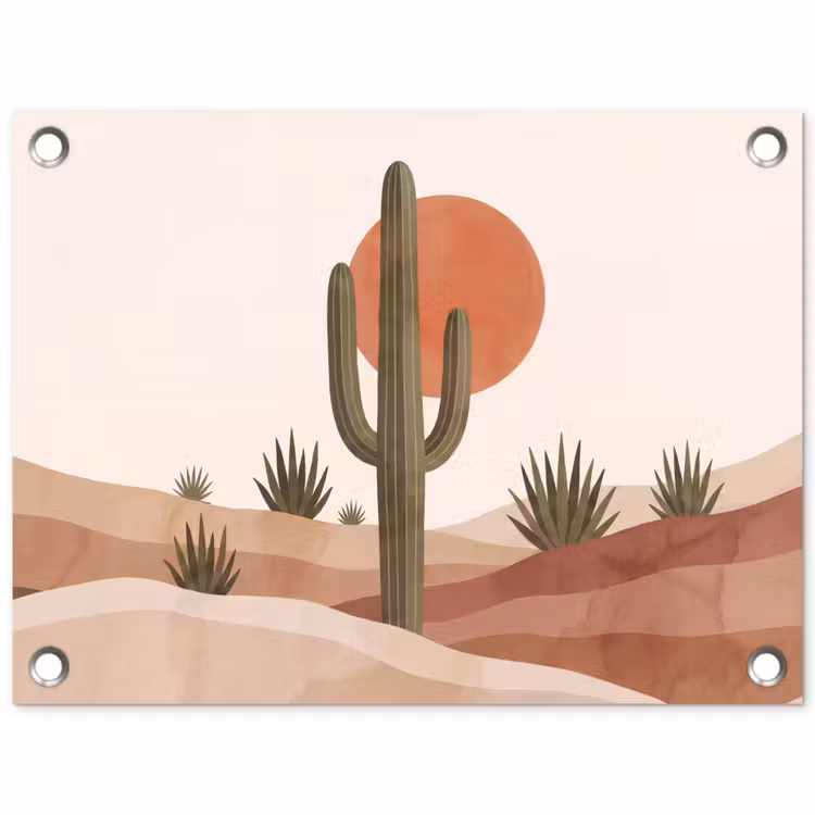 Cactus - Duinen - Modern - Landschap - Groen tuinposter los doek klein -3d