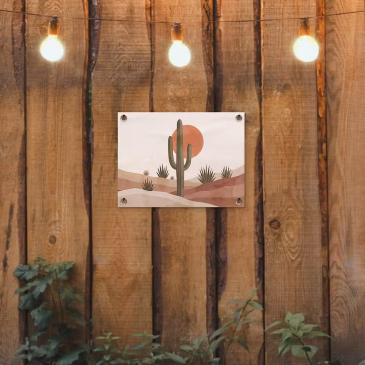 Cactus - Duinen - Modern - Landschap - Groen tuinposter los doek klein -sfeer1