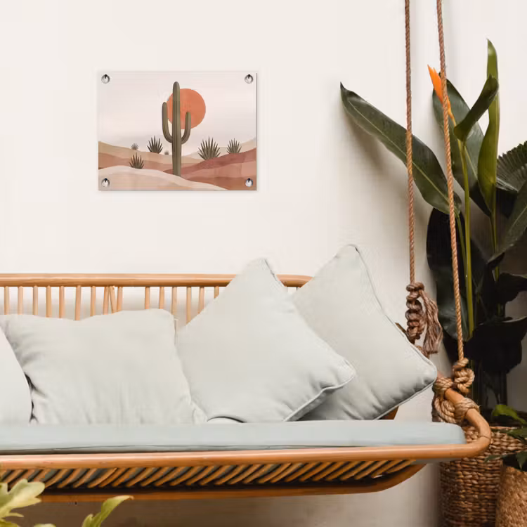 Cactus - Duinen - Modern - Landschap - Groen tuinposter los doek klein -sfeer7