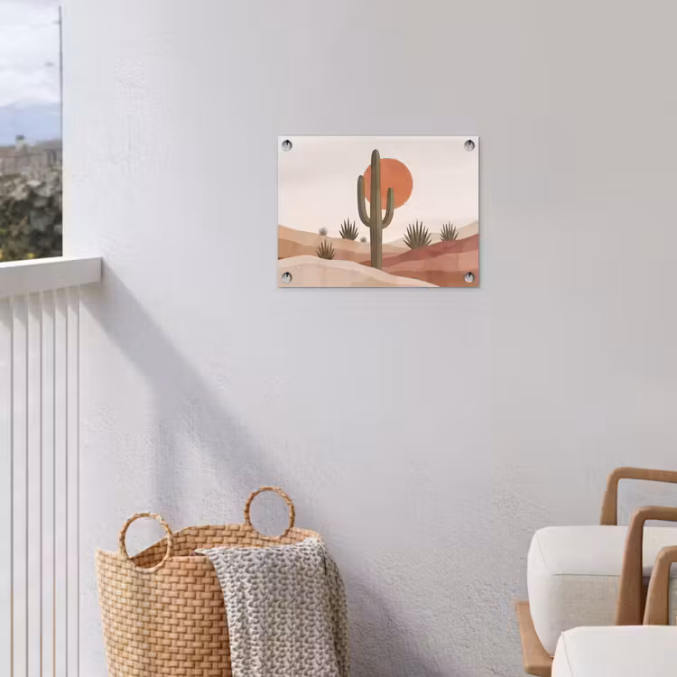 Cactus - Duinen - Modern - Landschap - Groen tuinposter los doek klein -sfeer8