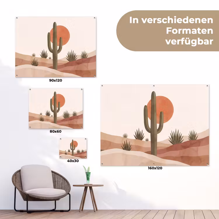 Cactus - Duinen - Modern - Landschap - Groen tuinposter los doek klein -Xsfeer9_DE