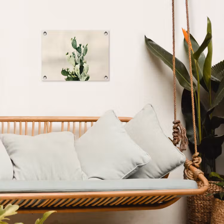 Cactus - Groen - Minimalistisch tuinposter los doek klein -sfeer7