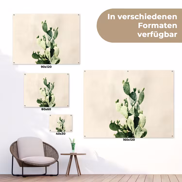 Cactus - Groen - Minimalistisch tuinposter los doek klein -Xsfeer9_DE
