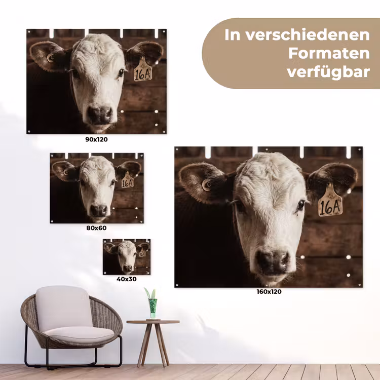 Kalf - Oormerk - Houten stal tuinposter los doek klein -Xsfeer9_DE
