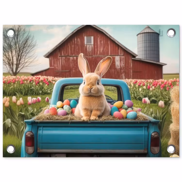 Konijn - Boerderij - Eieren tuinposter los doek klein -3d
