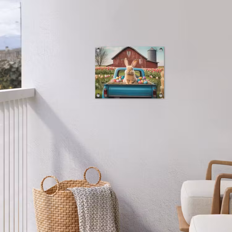 Konijn - Boerderij - Eieren tuinposter los doek klein -sfeer8