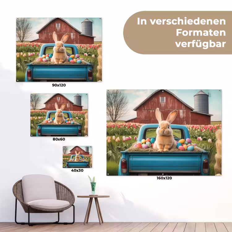 Konijn - Boerderij - Eieren tuinposter los doek klein -Xsfeer9_DE