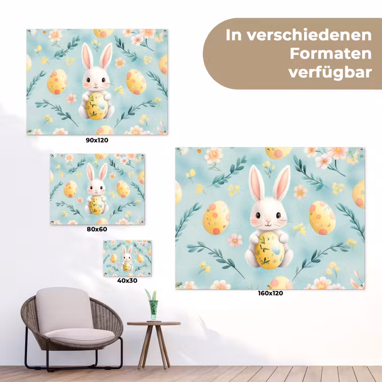 Konijn - Eieren - Takjes tuinposter los doek klein -Xsfeer9_DE