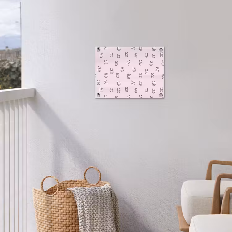 Konijnen - Minimalistisch - Roze tuinposter los doek klein 239 -sfeer8