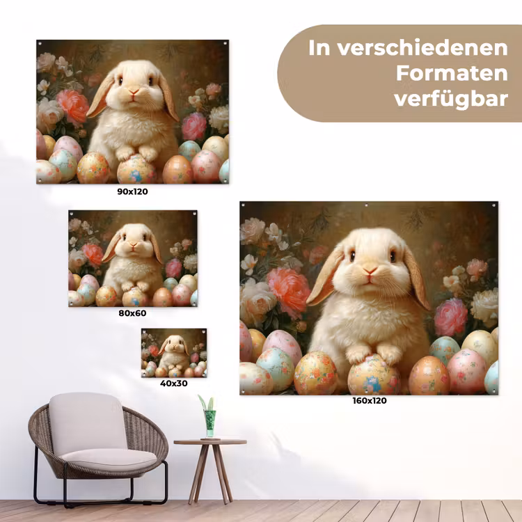 Konijn - Paaseieren - Stilleven tuinposter los doek klein -Xsfeer9_DE
