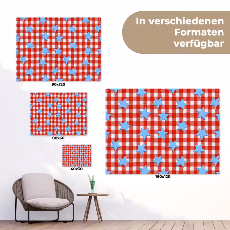 Ruit - Sterren - Rood tuinposter los doek klein 239 -Xsfeer9_DE