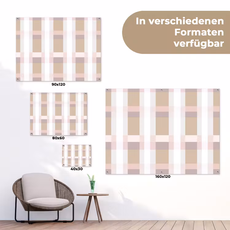 Ruitpatroon - Aardetinten - Minimalistisch tuinposter los doek klein 239 -Xsfeer9_DE