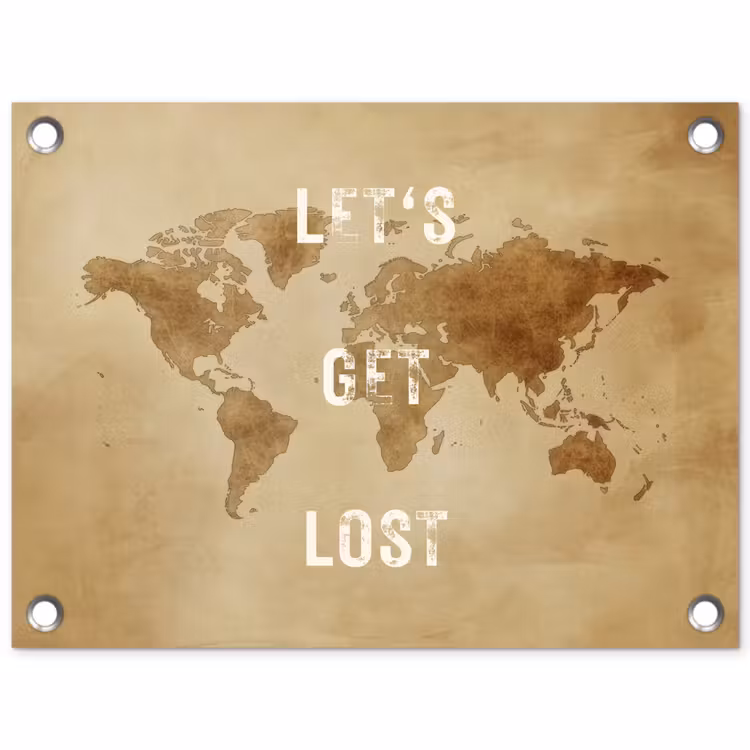Kaart - Vintage - Quote tuinposter los doek klein -3d