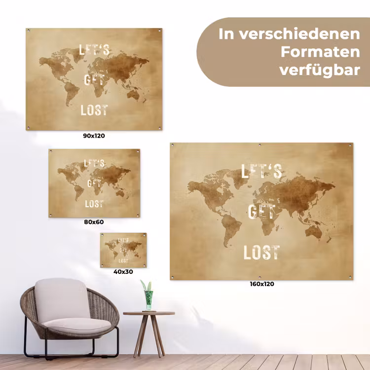 Kaart - Vintage - Quote tuinposter los doek klein -Xsfeer9_DE