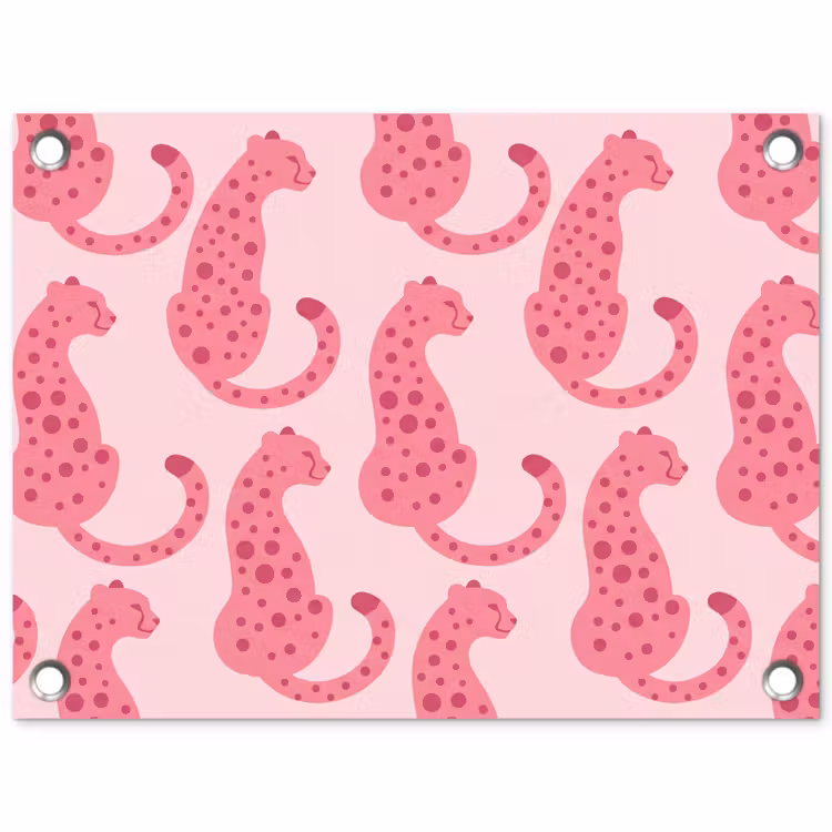 Kat - Gevlekt - Dieren - Patroon - Roze tuinposter los doek klein -3d