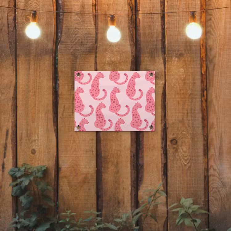 Kat - Gevlekt - Dieren - Patroon - Roze tuinposter los doek klein -sfeer1