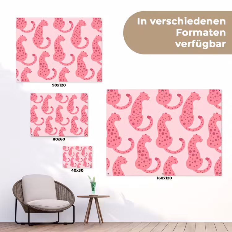 Kat - Gevlekt - Dieren - Patroon - Roze tuinposter los doek klein -Xsfeer9_DE
