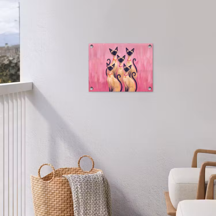 Kat - Groep - Dieren - Modern - Roze tuinposter los doek klein -sfeer8