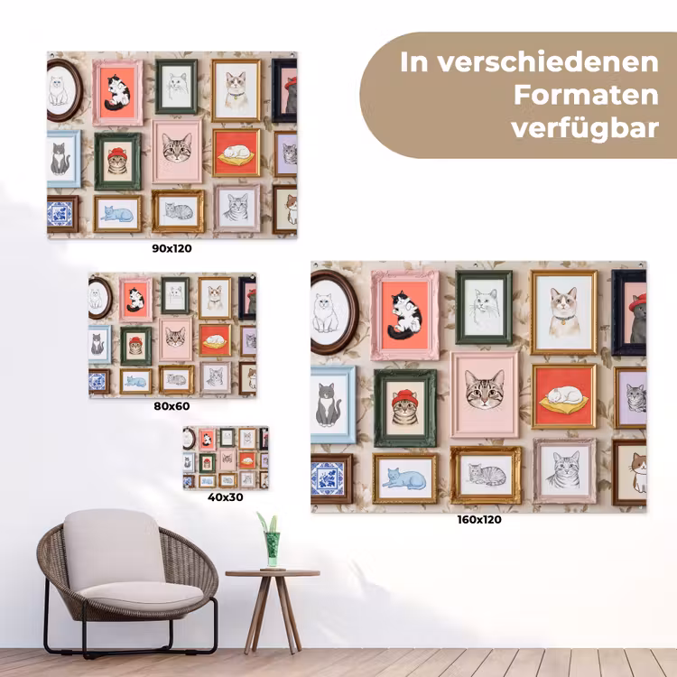 Kat - Portret - Dieren - Illustratie - Lijst tuinposter los doek klein -Xsfeer9_DE