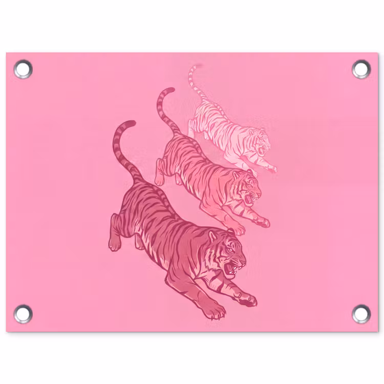 Kat - Springend - Dieren - Roze - Modern tuinposter los doek klein -3d