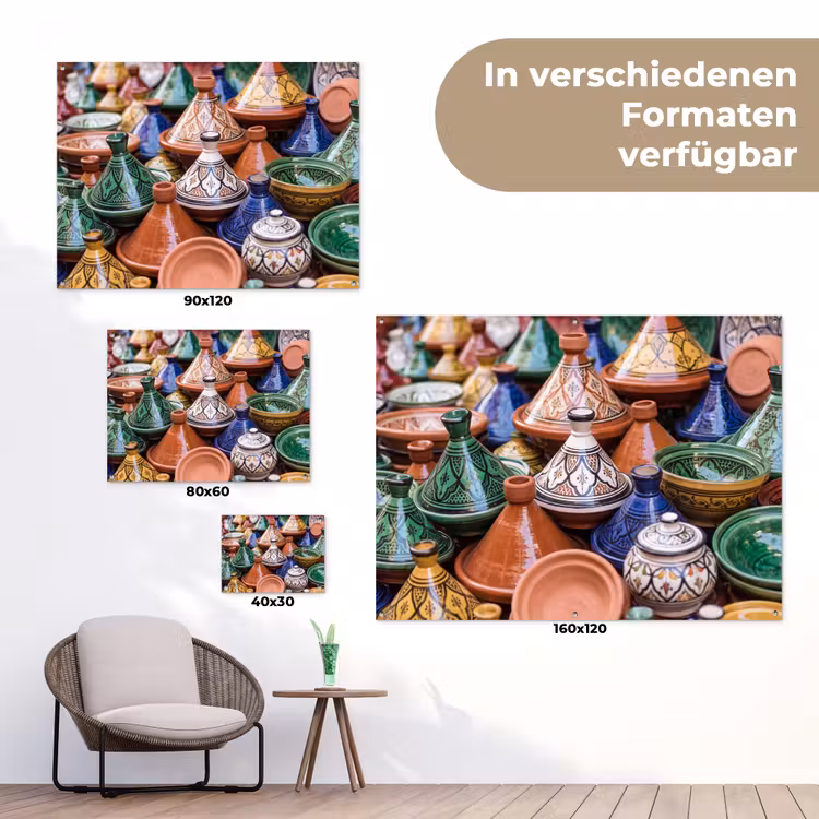Gartenposter - Keramik – Bunt – Muster - Aardewerk - Kleurrijk - Patroon tuinposter los doek klein