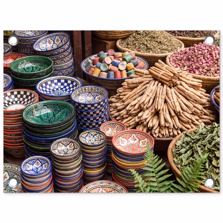 Gartenposter - Keramik – Orientalisch – Farbenfroh - Aardewerk - Oosters - Kleurrijk tuinposter los doek klein
