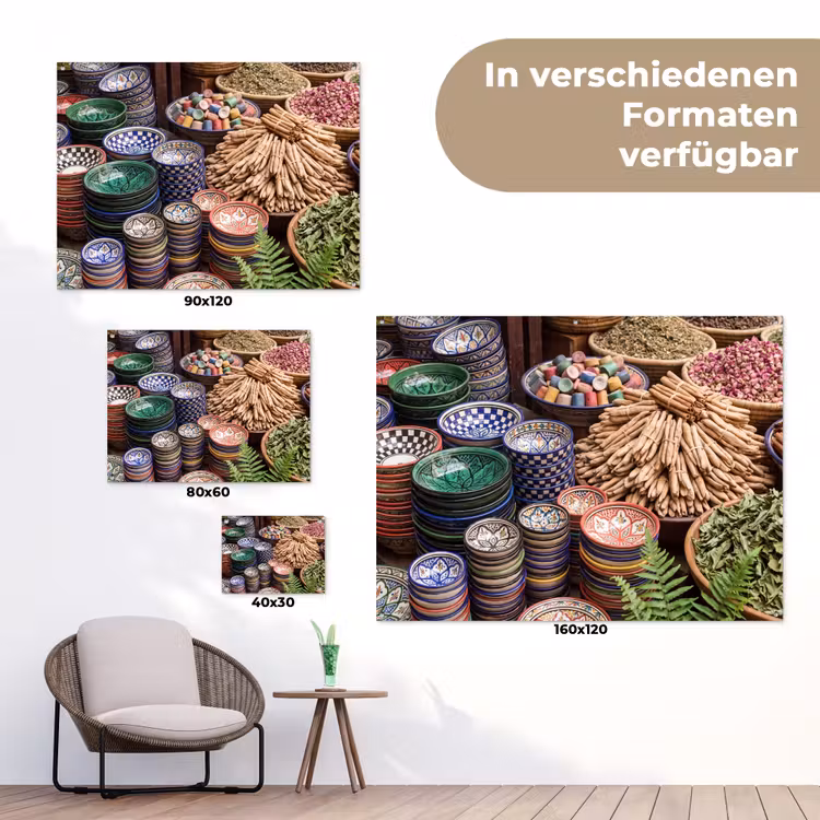 Gartenposter - Keramik – Orientalisch – Farbenfroh - Aardewerk - Oosters - Kleurrijk tuinposter los doek klein