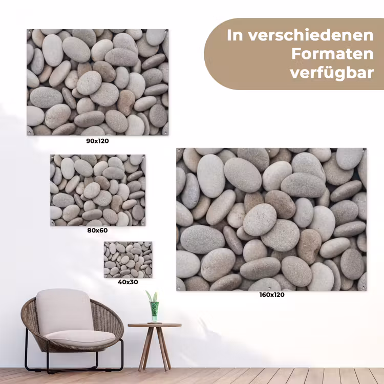Kiezels - Stenen - Grijs tuinposter los doek klein -Xsfeer9_DE