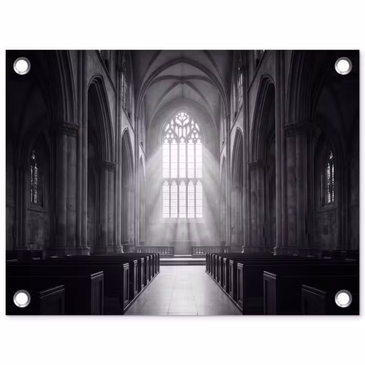Kerk - Interieur - Lichtstralen - Architectuur - Klassiek tuinposter los doek klein -3d
