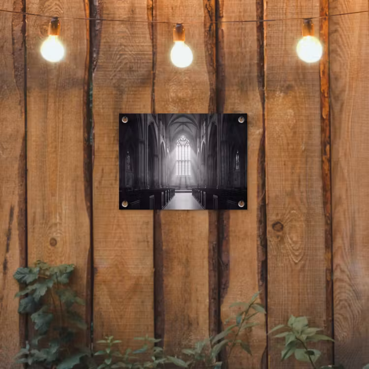 Kerk - Interieur - Lichtstralen - Architectuur - Klassiek tuinposter los doek klein -sfeer1