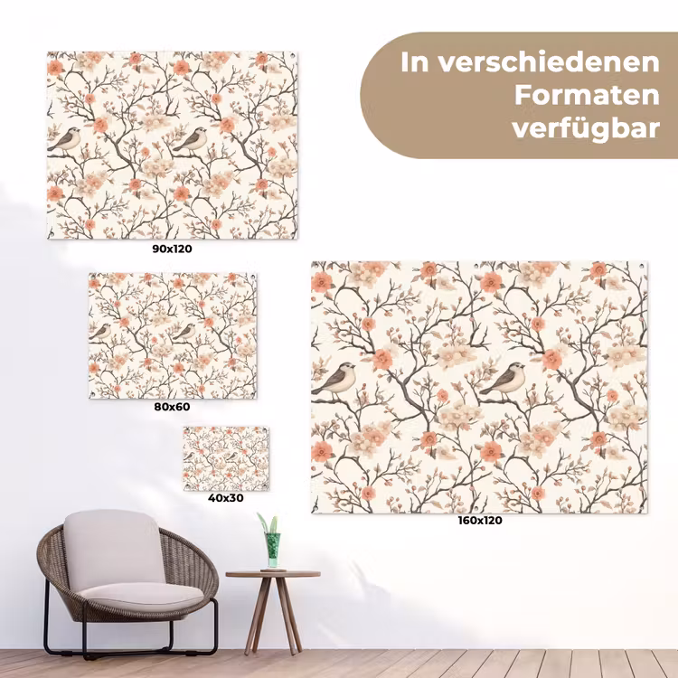 Kersenbloesem - Mus - Roze tuinposter los doek klein 239 -Xsfeer9_DE