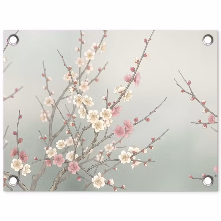 Kersen - Bloesem - Groen tuinposter los doek klein -3d