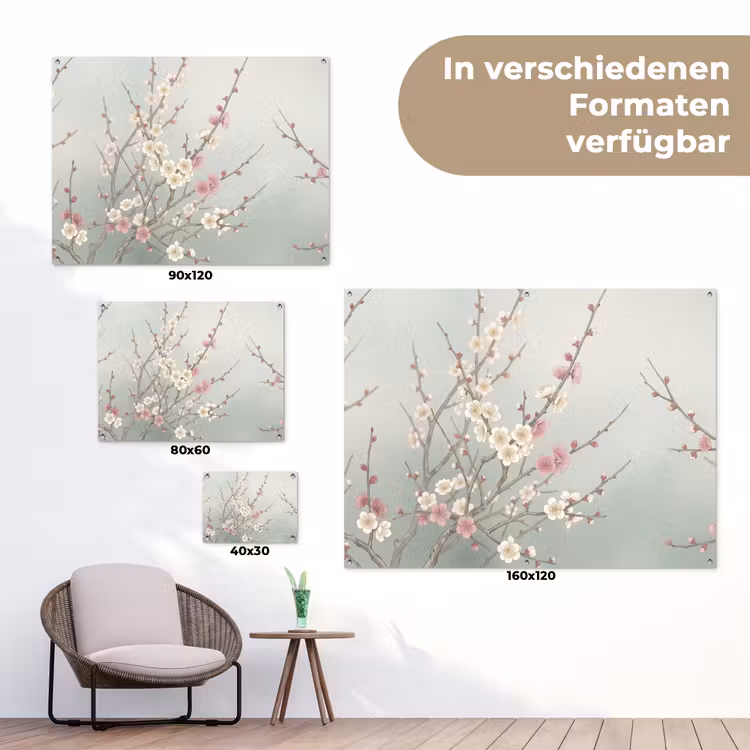 Kersen - Bloesem - Groen tuinposter los doek klein -Xsfeer9_DE