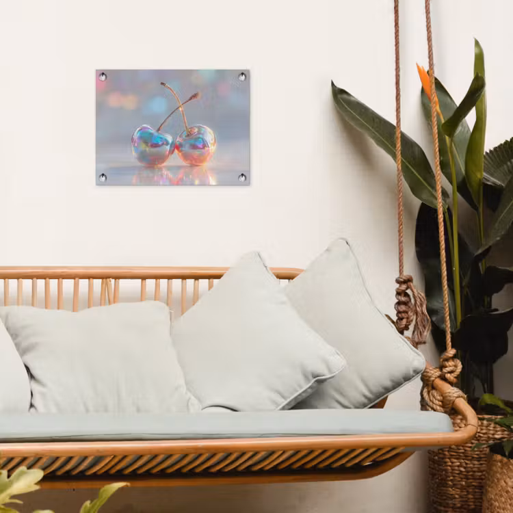 Kersen - Glanzend - Regenboogkleur tuinposter los doek klein -sfeer7