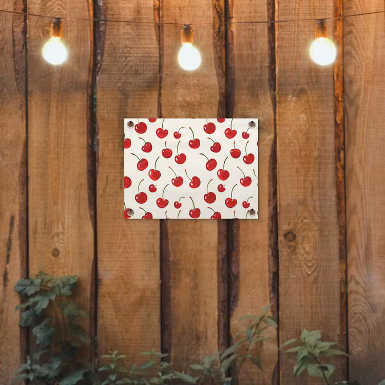 Kersen - Minimalistisch - Rood tuinposter los doek klein 239 -sfeer1