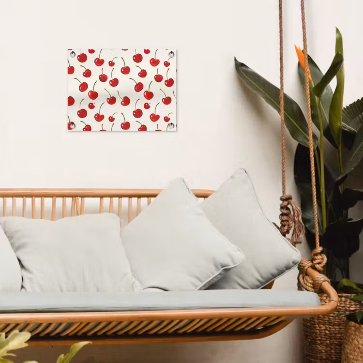 Kersen - Minimalistisch - Rood tuinposter los doek klein 239 -sfeer7