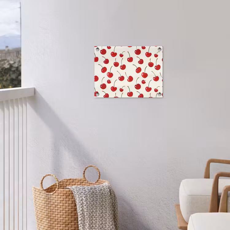 Kersen - Minimalistisch - Rood tuinposter los doek klein 239 -sfeer8