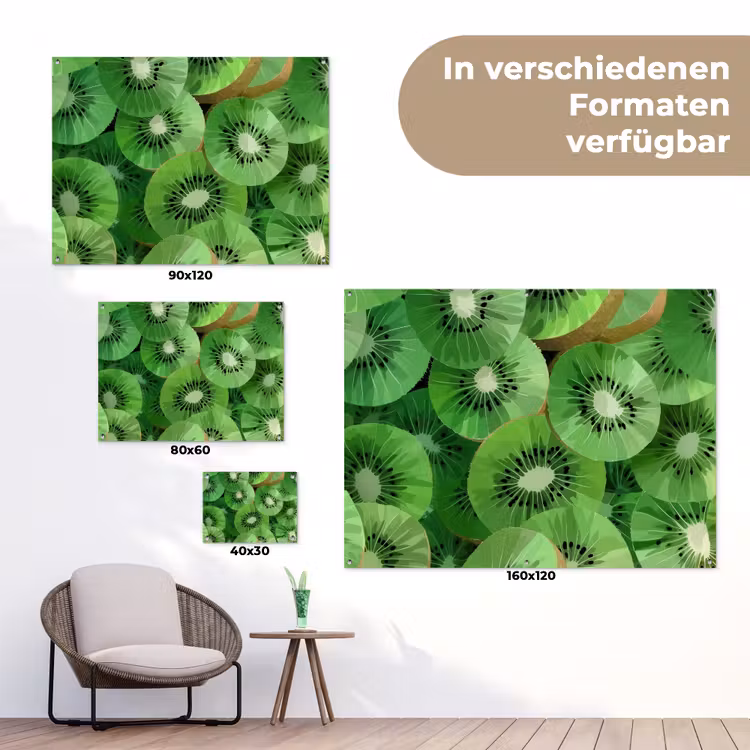 Kiwi - Groen - Pitten tuinposter los doek klein -Xsfeer9_DE