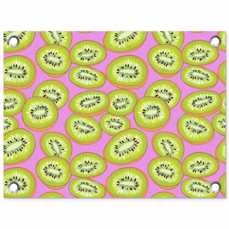 Kiwi - Speels - Groen tuinposter los doek klein 239 -3d