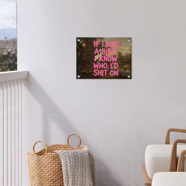 Klassiek - Humor - Roze tuinposter los doek klein -sfeer8