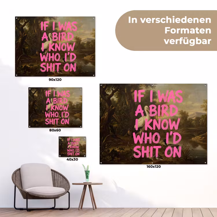 Klassiek - Humor - Roze tuinposter los doek klein -Xsfeer9_DE