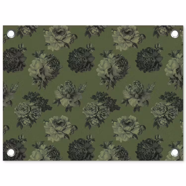 Klassiek - botanisch - olijfgroen - bloemen tuinposter los doek klein 239 -3d