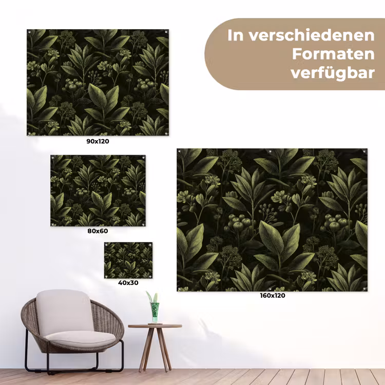 Klassiek - Donker - Botanisch - Planten tuinposter los doek klein 239 -Xsfeer9_DE