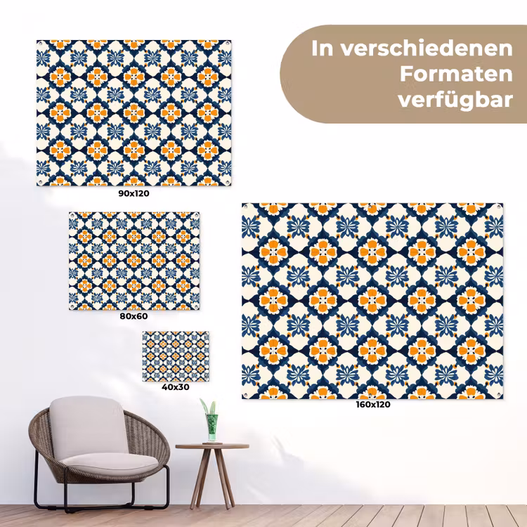 Klassiek - Geometrisch - Blauw tuinposter los doek klein 239 -Xsfeer9_DE