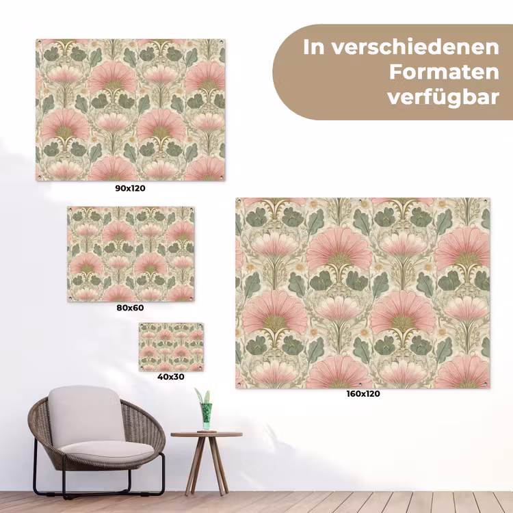 Klassiek - Patroon - Roze tuinposter los doek klein 239 -Xsfeer9_DE