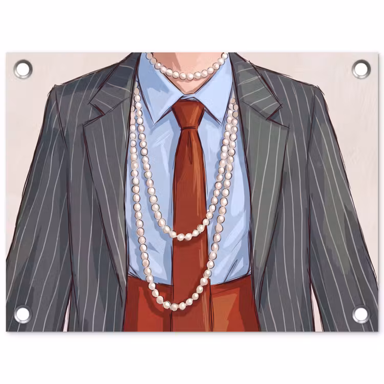 Kleding - Strik - Parels - Klassiek - Mode tuinposter los doek klein -3d