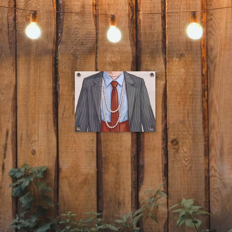 Kleding - Strik - Parels - Klassiek - Mode tuinposter los doek klein -sfeer1