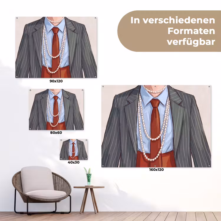 Kleding - Strik - Parels - Klassiek - Mode tuinposter los doek klein -Xsfeer9_DE