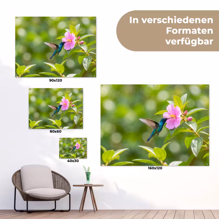 Kolibrie - Bloem - Natuur - Groen tuinposter los doek klein -Xsfeer9_DE